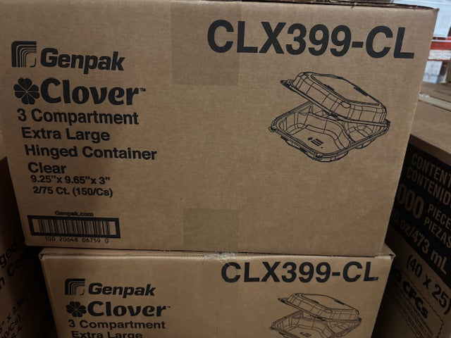 Clover 9"x9" 3-Compartment Recyclable Take-Out- CHTO3/CHTO3X