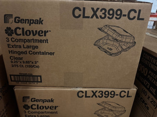 Clover 9"x9" 3-Compartment Recyclable Take-Out- CHTO3/CHTO3X